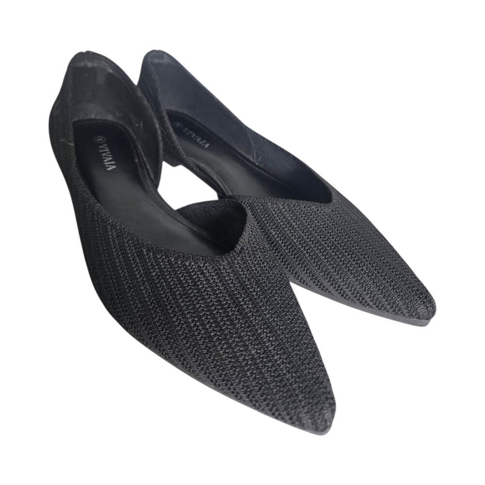 Vivaia Melia Flats Black Pointed Toe Ballet DOrsay Knit Slip On Shoe Washable 36